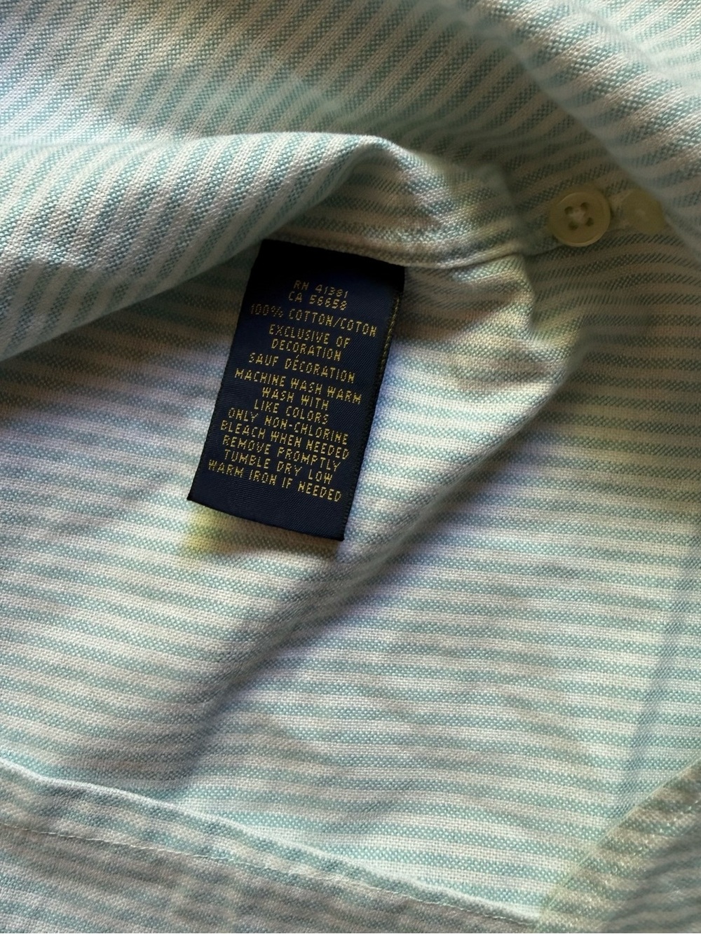 Polo Ralph Lauren blue and white striped cotton oxford short-sleeve shirt. - Picture 6 of 7